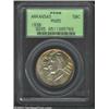 Image 1 : 1938 50C Arkansas MS65 PCGS. The otherwise tan-gray toning scheme yields to vivid orange-gold irides