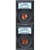 Image 1 : 2000-D 1C Cents--Mated Pair--MS65 Red PCGS, two examples. A mated pair of mis-struck modern Denver M