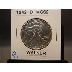1942-D Walking Liberty Half Dollars