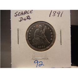 1891 Seated Liberty Quarter