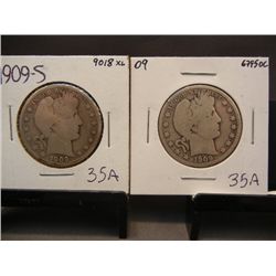 2 Barber Half Dollars: 1909-P&D