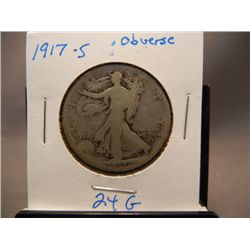 1917-S Walking Liberty Half Dollar, Obverse Mint Mark