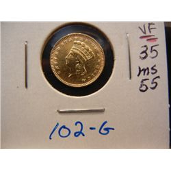 1856 Type III Indian Princess Head Gold Dollar
