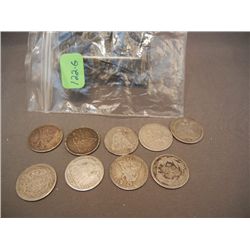 9 Seated Liberty Dimes, Mixed Dates