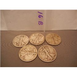 (5) Walking Liberty Half Dollars Mixed Dates