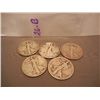 Image 1 : (5) Walking Liberty Half Dollars Mixed Dates