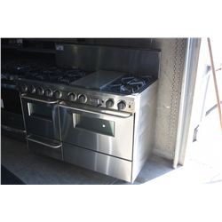 5STAR STAINLESS STEEL 6 BURNER STOVE TOP WITH GRIDDLE AND DOUBLE OVEN (NATURAL GAS)