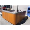 Image 1 : CALSPA 90"X 90" SIERRA INTERIOR CEDAR EXTERIOR 46 STAINLESS STEEL JET 8 PERSON LED WATERFALL