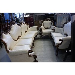 3PC HEAVILY CARVED FRENCH STYLE SOFA LOVESEAT AND CHAIR SET