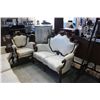 Image 2 : 3PC HEAVILY CARVED FRENCH STYLE SOFA LOVESEAT AND CHAIR SET