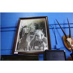 FRAMED 3 HORSE ARTWORK