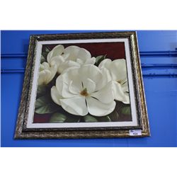 FRAMED WHITE FLORAL ARTWORK