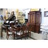 Image 1 : DARK WOOD 11PC DINING SET; INCLUDING TABLE, 2 LEAF, 6 CHAIRS, BUFFET AND HUTCH