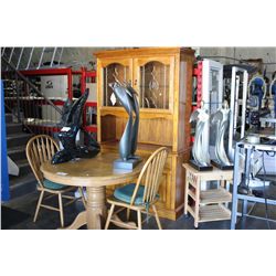 OAK 5PC DINING SET; INCLUDING TABLE, 2 CHAIRS, BUFFET AND HUTCH