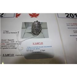 925 SILVER 1.20CT CUSTOM MADE DIAMOND COCKTAIL RING