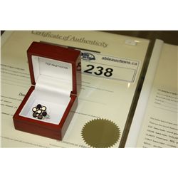 LADIES GARNET AND DIAMOND COCKTAIL RING SET WITH 6 DIAMONDS - INCLUDES $620 CERTIFICATE