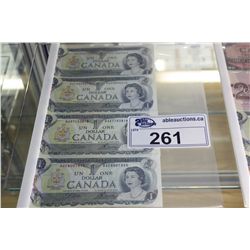 UNCIRCULATED CANADA $1 BILLS X4