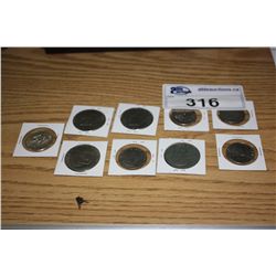 COLLECTION OF 9 AMERICAN $1 AND 50CENT PIECES