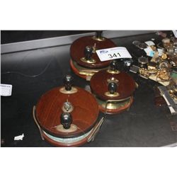 3 PEETZ WOODEN FISHING REELS