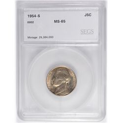 1954-S JEFFERSON NICKEL SEGS MS-65 GEM!