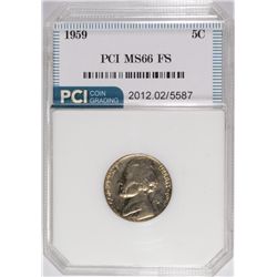 1959 JEFFERSON NICKEL, PCI MS-66 FULL STEPS!  RARE!!  TRENDS FOR $1500.00