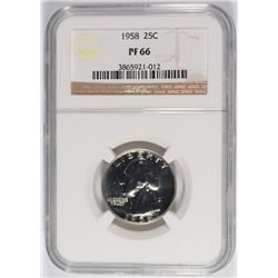 1958 FRANKLIN HALF DOLLAR, NGC PROOF-67