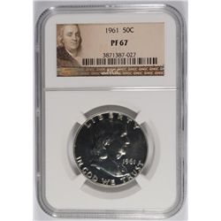 1961 FRANKLIN HALF DOLLAR, NGC PROOF-67