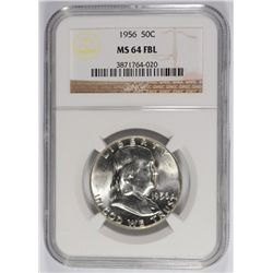 1956 FRANKLIN HALF DOLLAR, NGC MS-64 FBL