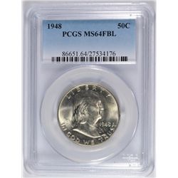 1948 FRANKLIN HALF DOLLAR, PCGS MS-64 FBL