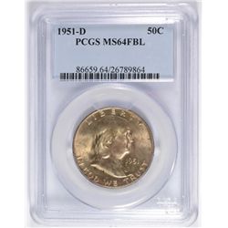 1951-D FRANKLIN HALF DOLLAR, PCGS MS-64 FBL