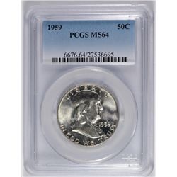 1959 FRANKLIN HALF DOLLAR, PCGS MS-64