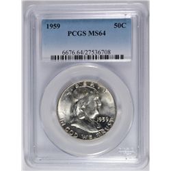 1959-D FRANKLIN HALF DOLLAR, PCGS MS-64