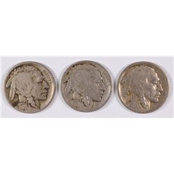 (3) BUFFALO NICKELS (14-S, 16-S, 18-D)