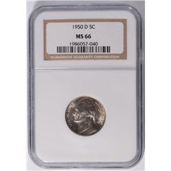 1950-D JEFFERSON NICKEL NGC MS-66