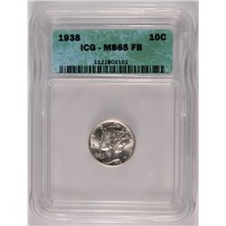 1938 MERCURY DIME ICG MS-65 FB