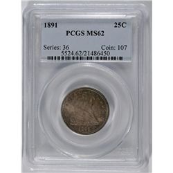 1891 SEATED QUARTER PCGS MS-62