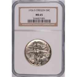 1936-S OREGON TRAIL COMMEN HALF DOLLAR NGC MS-65