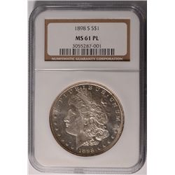 1898-S MORGAN DOLLAR NGC MS-61 PL (TOUGH COIN)