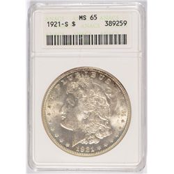 1921-S MORGAN DOLLAR ANACS MS-65