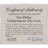 Image 3 : 1974 BAHAMAS $10.00 INDEPENDENCE SILVER COIN, WITH BOX AND CERT.