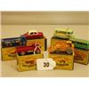 Image 1 : Six early boxed Matchbox cars, No 20 ERF Lorry, No 20 ERF Lorry, No 21 Coach, No 21 Milk Float, N…