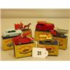 Image 1 : Six early boxed Matchbox cars, No 6 Quarry Truck, No 7 Horse Drawn Milk Float, No 7 Ford Anglia, …