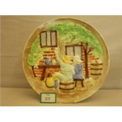 Round ceramic wall plaque 'Outside the Inn' by H.J Wood, Burslem…