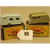 Image 1 : Two early boxed early Matchbox models No 23 Pale Blue Caravan and No 23 Metallic Green Caravan…