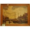 Image 1 : Framed oil on canvas, signed J. Marriott, of dockland scene…