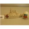 Image 1 : Carltonware crested model of HMS Canada plus one other crested item…