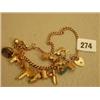 Image 1 : Superb 9ct rose gold chain, each link individually hallmarked with twenty charms, total weight 64…