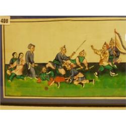 Three framed oriental pictures on rice paper 8x12"…