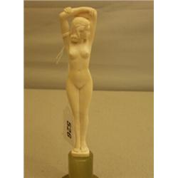 Art Deco ivory nude figure on marble base, 8" high, after Preiss…
