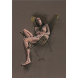 Harry McCormick, Nude in Chair, Pastel Drawing